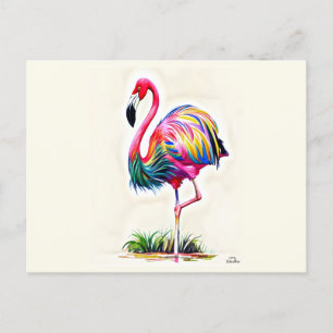 Pink Flamingo Postcard Postkarte