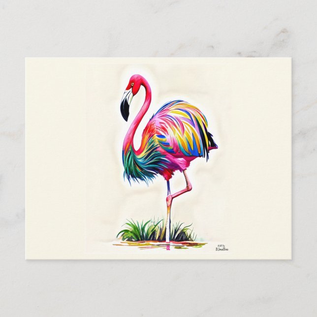 Pink Flamingo Postcard Postkarte (Vorderseite)