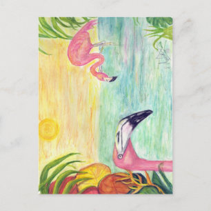 Pink Flamingo Postkarte