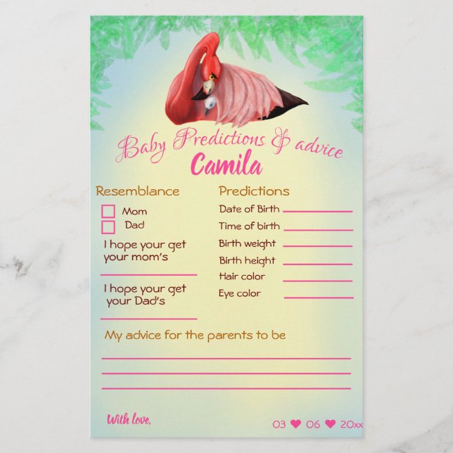 Pink Flamingo Predictions & Advice Foto Game Card (Vorderseite)
