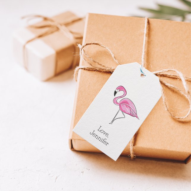 Pink Flamingo Preppy Personalisiert Geschenkanhänger (Von Creator hochgeladen)