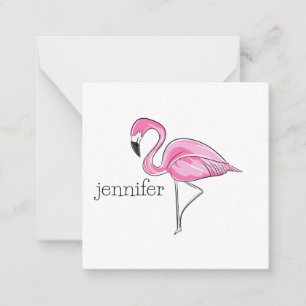 Pink Flamingo Preppy Personalisiert Mitteilungskarte