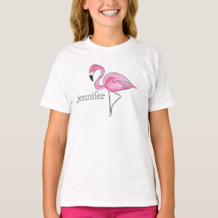 Pink Flamingo Preppy Personalisiert T-Shirt