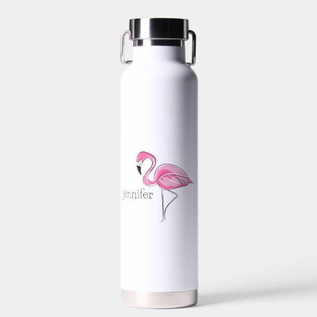 Pink Flamingo Preppy Personalisiert Trinkflasche (Vorne)