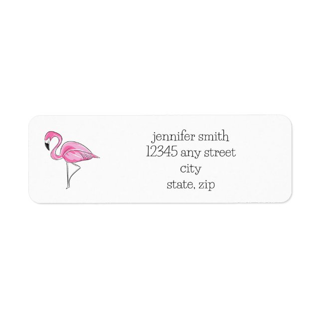 Pink Flamingo Preppy Personalisierte Adresse (Vorne)