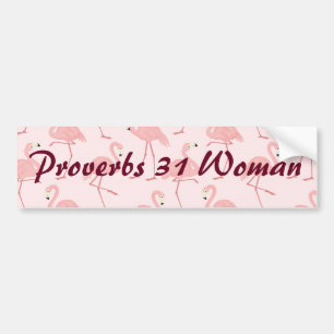 Pink Flamingo Proverbs 31 Frau Autoaufkleber