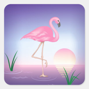 Pink Flamingo Quadratischer Aufkleber