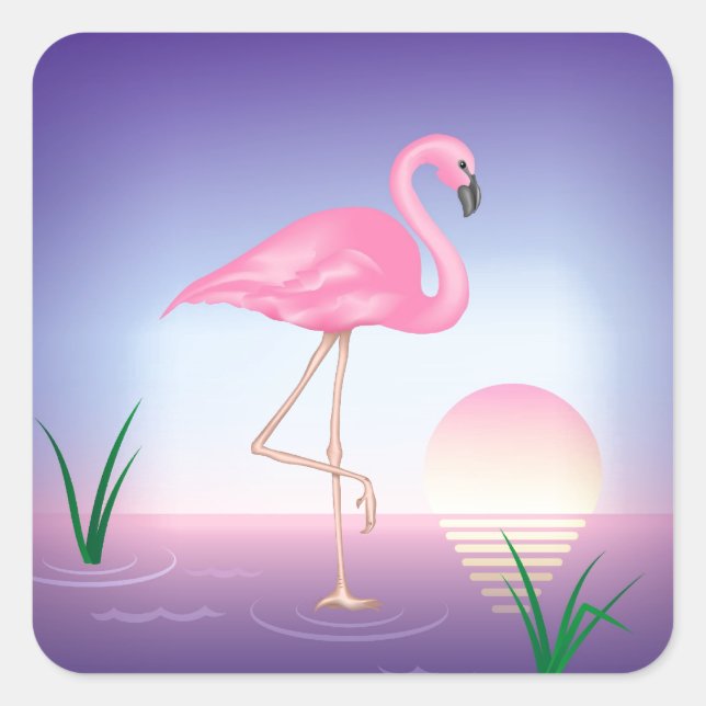 Pink Flamingo Quadratischer Aufkleber (Vorderseite)