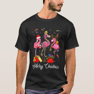 Pink Flamingo Reindeer Weihnachtsmannmütze Funny M T-Shirt