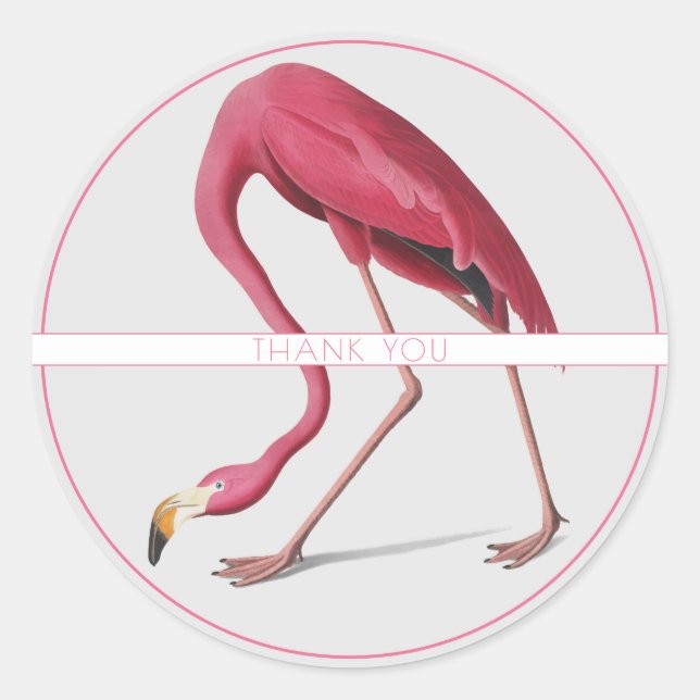 PINK FLAMINGO ROUND INDIVIDUELLE NAME STICKER (Vorderseite)