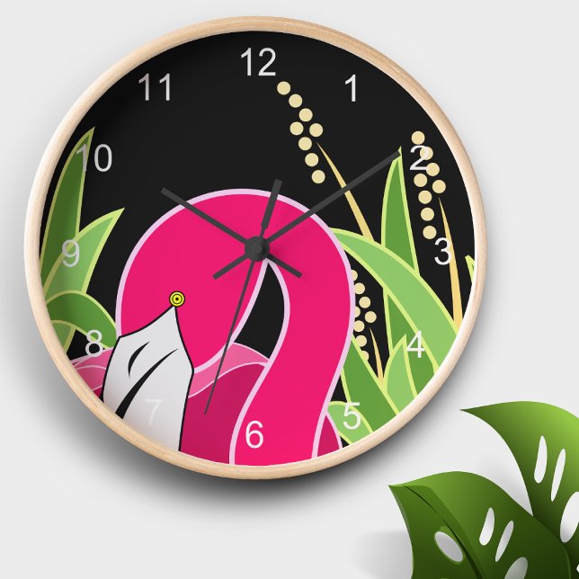 Pink Flamingo Runde Wanduhr (Von Creator hochgeladen)