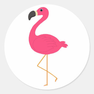 Pink Flamingo Runder Aufkleber