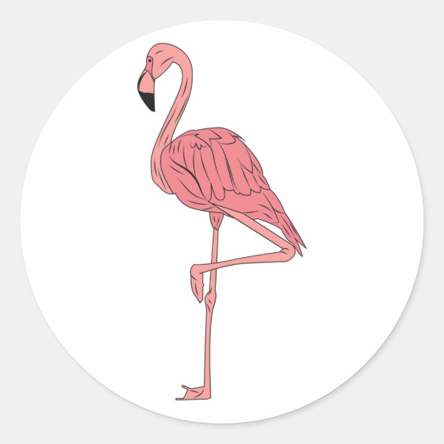 Pink Flamingo Runder Aufkleber (Vorderseite)