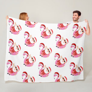 Pink Flamingo Santa Claus Weihnachten Urlaub Fleecedecke