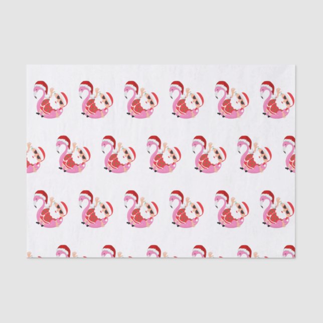 Pink Flamingo Santa Claus Weihnachten Urlaub Seidenpapier (Vorderseite)