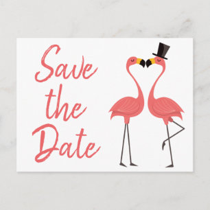 Pink Flamingo Save the Date Verlobung Hochzeit Ankündigungspostkarte