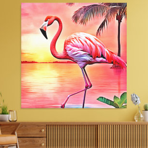 Pink Flamingo Scene Design Leinwanddruck
