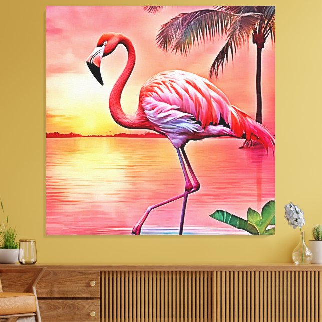 Pink Flamingo Scene Design Leinwanddruck (Insitu (Wohnzimmer))