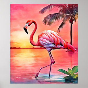 Pink Flamingo Scene Design Poster