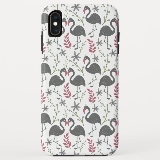Pink flamingo seamless pattern flowers, leaves Case-Mate iPhone hülle (Rückseite)