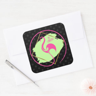 Pink Flamingo sein fabelhaftes inspirierendes Spri Quadratischer Aufkleber
