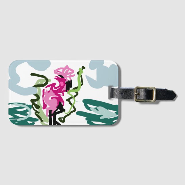 Pink flamingo set gepäckanhänger (Vorderseite (Horizontal))