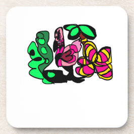 Pink flamingo show vibe getränkeuntersetzer