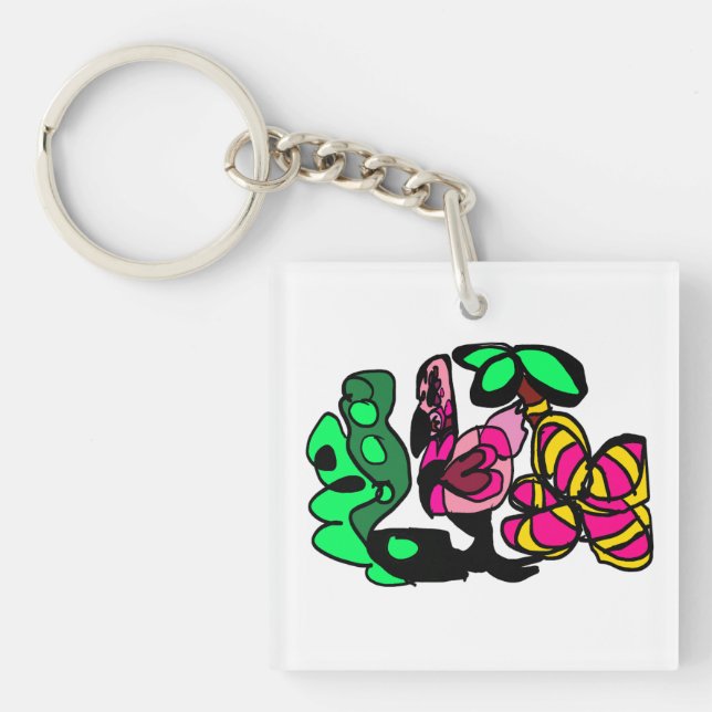 Pink flamingo show vibe  schlüsselanhänger (Vorderseite)