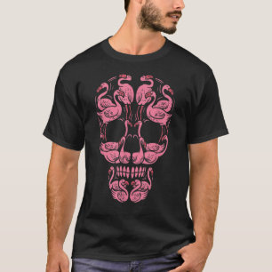Pink Flamingo Skull Breast Cancer Awareness  T-Shirt