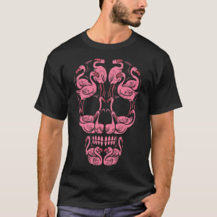 Pink Flamingo Skull Brustkrebs Bewusstsein Hallow T-Shirt