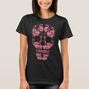Pink Flamingo Skull Brustkrebs Bewusstsein Hallow T-Shirt