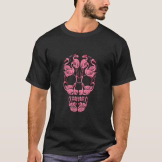 Pink Flamingo Skull Brustkrebs Bewusstsein Hallow T-Shirt