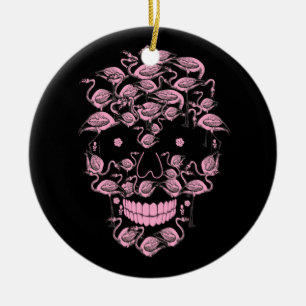 Pink Flamingo Skulls Flamingo Lover Halloween Keramik Ornament