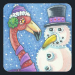 PINK FLAMINGO SNOWMAN CHRISTMAS STICKERS Square<br><div class="desc">SNOWMAN FLAMINGO STIL. FUN LIEBING CHRISTMAS STICKERS Sheet,  Square ...  Suchen nach übereinstimmenden Elementen - Susan-Brack-Design</div>