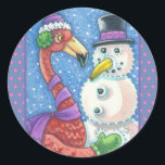 PINK FLAMINGO SNOWMAN, CHRISTMAS STICKS RUNDE RUNDER AUFKLEBER<br><div class="desc">SNOWMAN FLAMINGO STIL. FUN LIEBE CHRISTMAS STICKERS Sheet,  Round *Customize,  Blau/Rosa Grenzen ...  Suchen nach übereinstimmenden Elementen - Susan-Brack-Design</div>