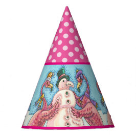PINK FLAMINGO SNOWMAN FUNNY HOLIDAY PARTEI HAT PARTYHÜTCHEN