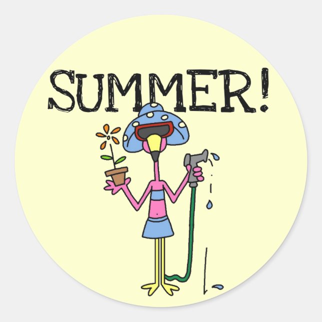 Pink Flamingo Sommer T - Shirt und Geschenke Runder Aufkleber (Vorderseite)