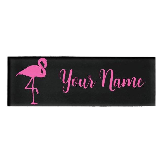 Pink Flamingo Stehend Graceful Namenschild (Vorderseite)