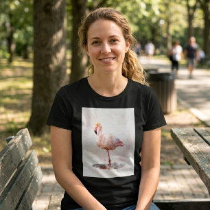 Pink Flamingo Stehend - Wasserfarbe - 01 T-Shirt