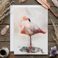 Pink Flamingo Stehend - Wasserfarbe - 02