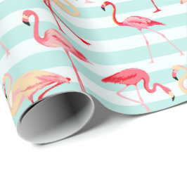 Pink-Flamingo-Streifenpapier Geschenkpapier