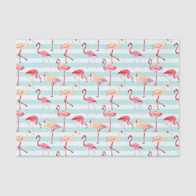 Pink Flamingo Strip Muster Papier (Vorderseite)