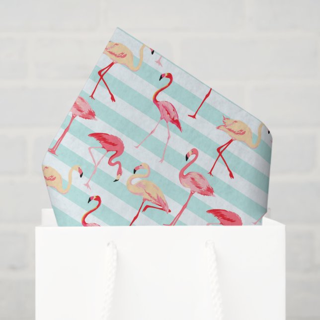 Pink Flamingo Strip Muster Papier (Geschenktüte)