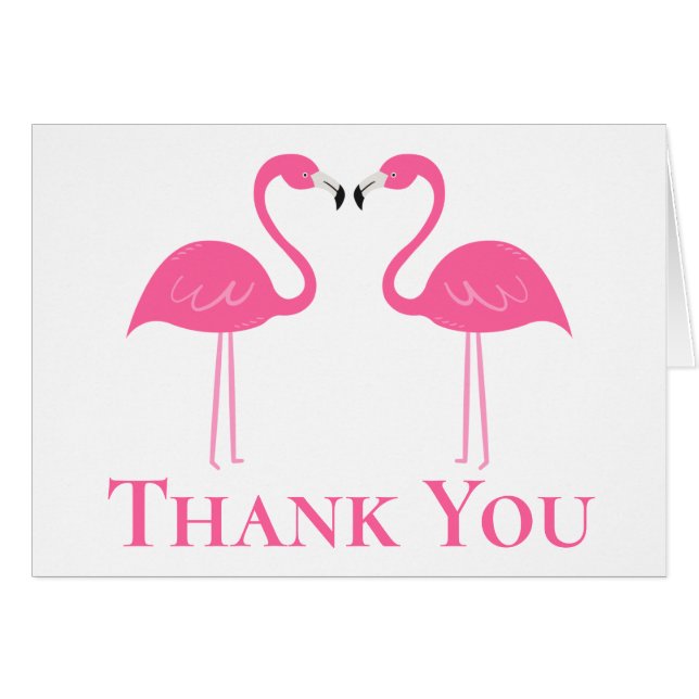 Pink Flamingo Summer Beach Wedding Danke (Vorderseite (Horizontal))