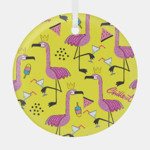 Pink Flamingo: Summer Fashion Pattern Ornament Aus Glas