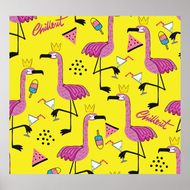 Pink Flamingo: Summer Fashion Pattern Poster (Vorne)