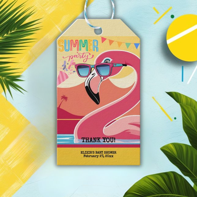 Pink Flamingo Summer Party Geschenkanhänger (Von Creator hochgeladen)
