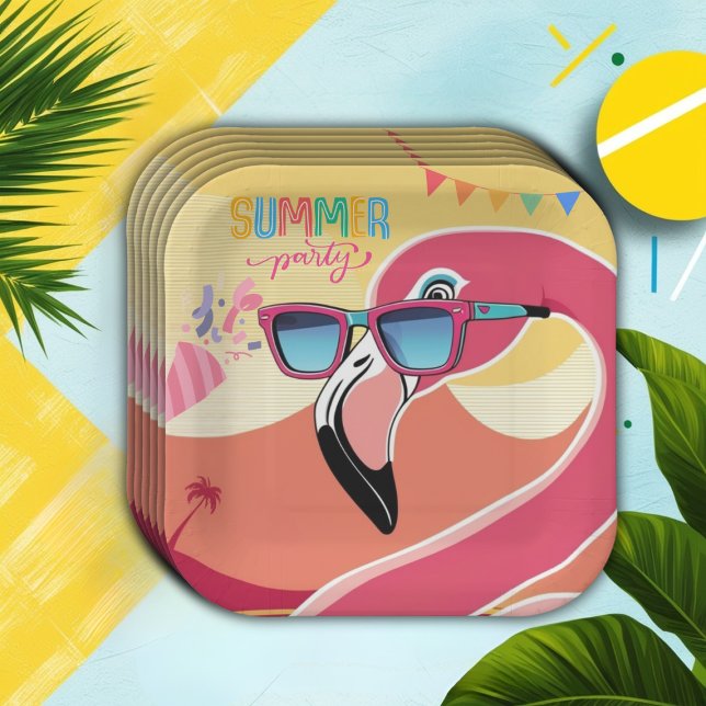 Pink Flamingo Summer Party Pappteller (Von Creator hochgeladen)