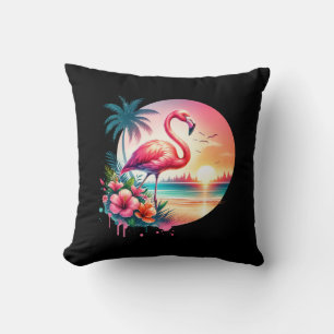 Pink Flamingo Sunset Clipart Kissen