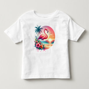 Pink Flamingo Sunset Clipart Kleinkind T-shirt